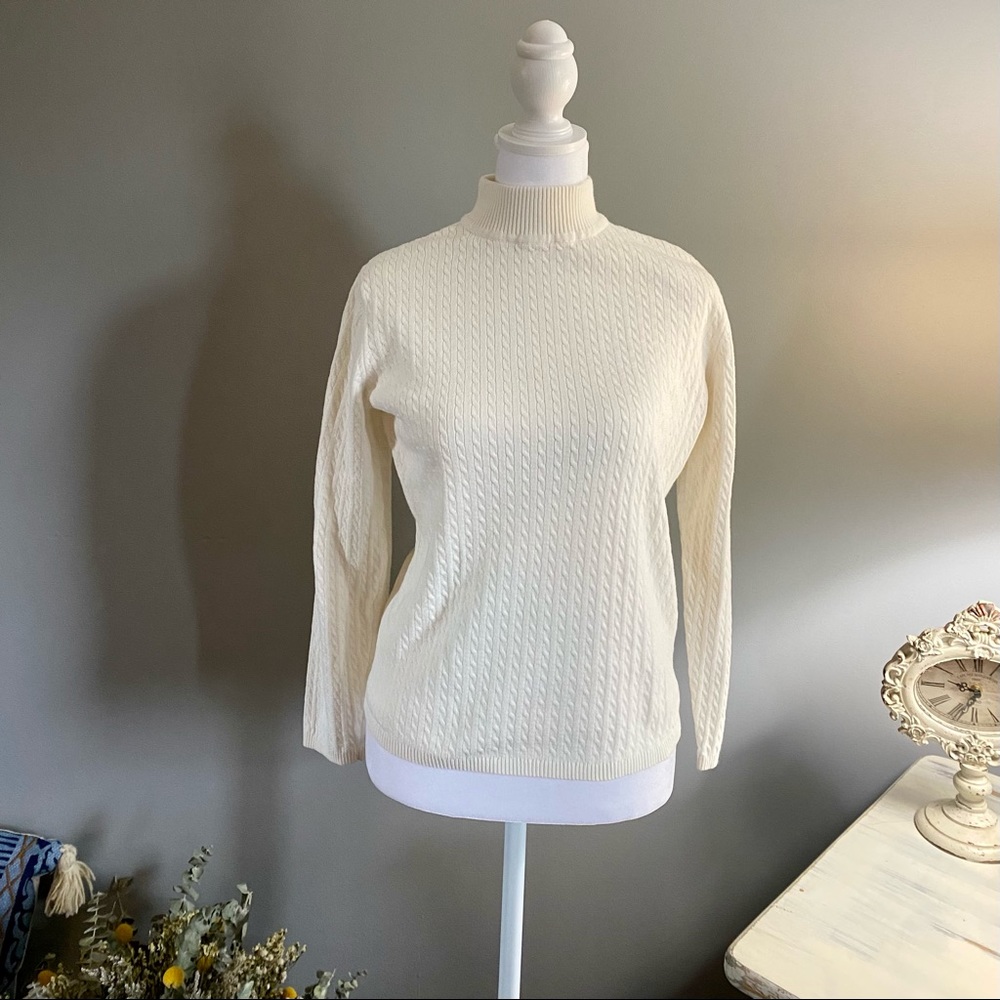 Karen Scott Off White Mock Neck Sweater Size M